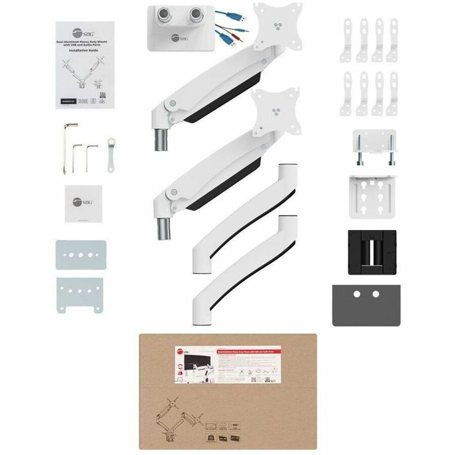 SIIG Dual Monitor Aluminum Heavy Duty Desk Mount with USB and Audio Ports CE-MT3211-S1