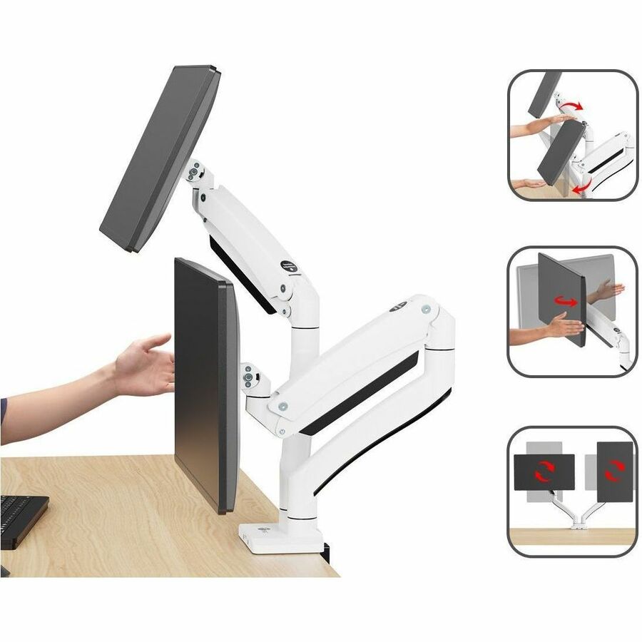 SIIG Dual Monitor Aluminum Heavy Duty Desk Mount with USB and Audio Ports CE-MT3211-S1
