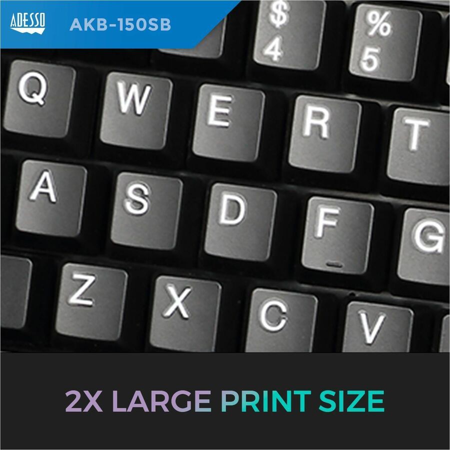 Adesso Desktop Ergonomic Smart Card Reader Keyboard (TAA Compliant) AKB-150SB-TAA