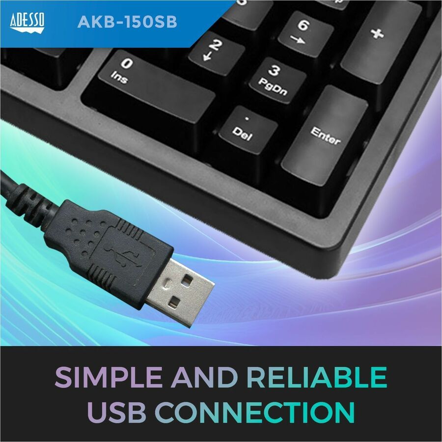 Adesso Desktop Ergonomic Smart Card Reader Keyboard (TAA Compliant) AKB-150SB-TAA
