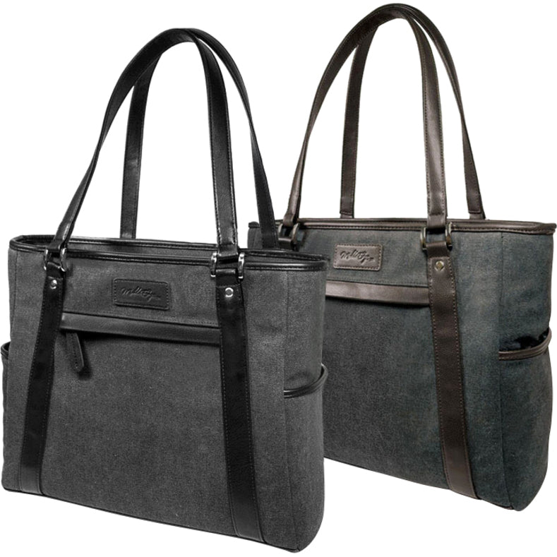 Urban Laptop Tote - Charcoal w/Brown Trim. METMS52
