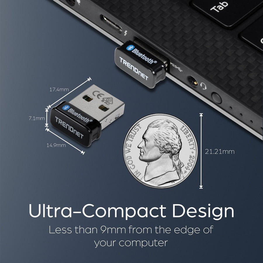 TRENDnet Micro Bluetooth 5.0 USB Adapter, Supports Basic Rate(BR), Bluetooth Low Energy(BLE), Enhanced Data Rate(EDR), 100m (328ft.) Range, Supports Windows OS, Black, TBW-110UB TBW-110UB