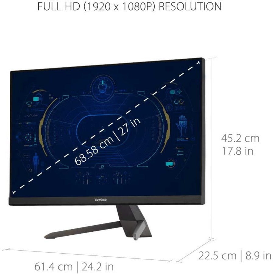 ViewSonic VX2767-MHD 27 Inch 1080p Gaming Monitor with 100Hz, 1ms, Ultra-Thin Bezels, FreeSync, Eye Care, HDMI, VGA, and DP VX2767-MHD