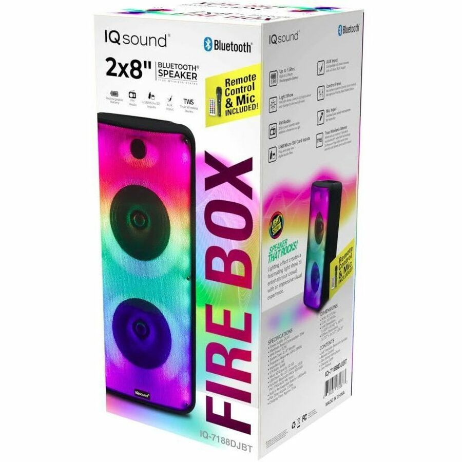 IQ Sound FIRE BOX IQ-7188DJBT Portable Bluetooth Speaker System - 12 W RMS IQ-7188DJBT