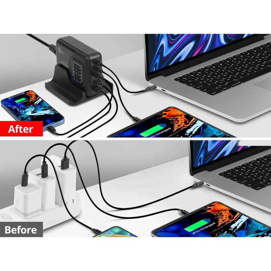 SIIG 200W GaN PD Charger with Charging Display- 3C2A AC-PW1Y11-S1