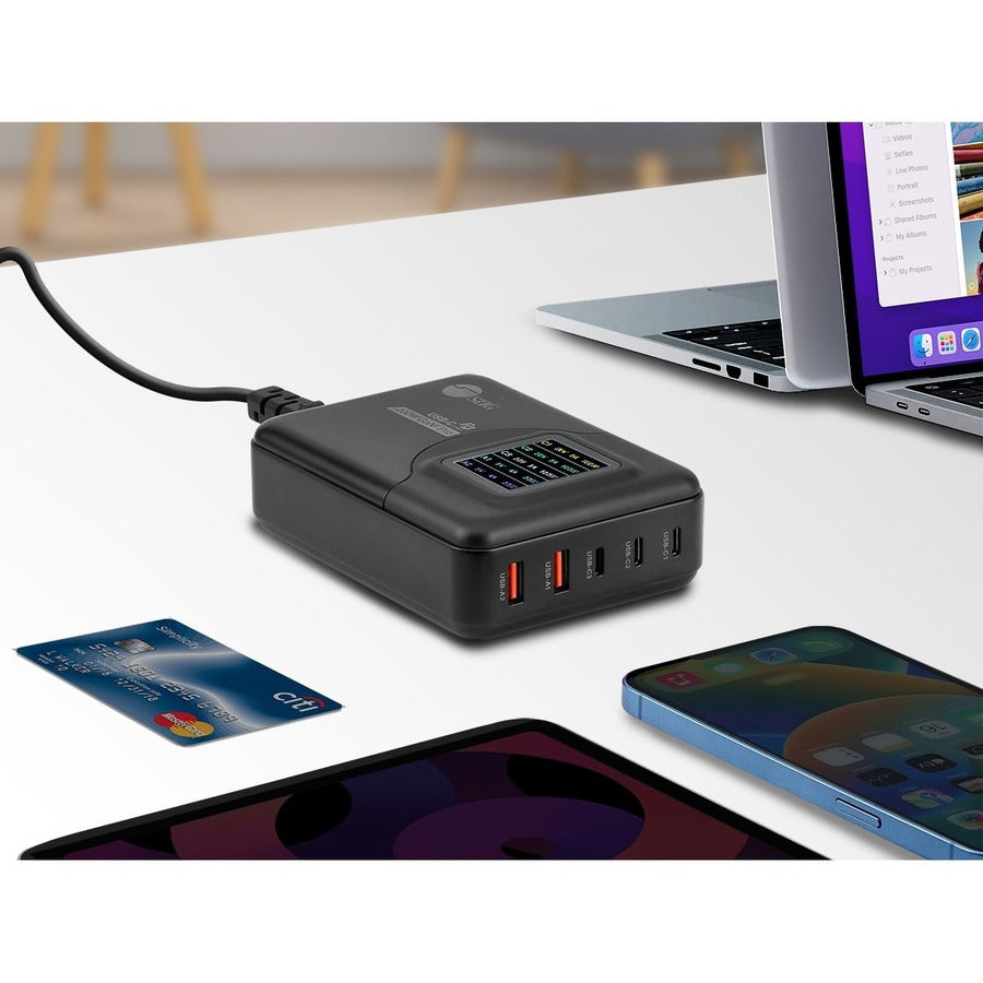 SIIG 200W GaN PD Charger with Charging Display- 3C2A AC-PW1Y11-S1