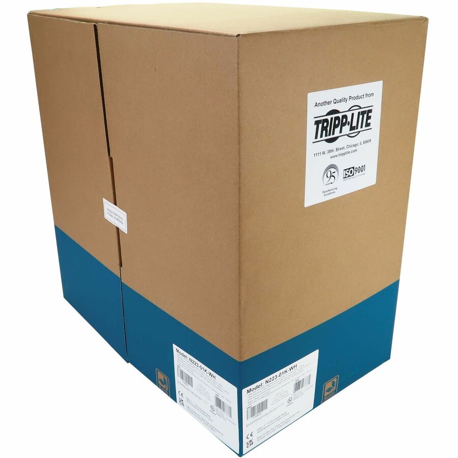 Eaton Tripp Lite Series Cat6a 10G Solid Core UTP Bulk Ethernet Cable, CMR Rated, White, 1000 ft. (305 m) N223-01K-WH