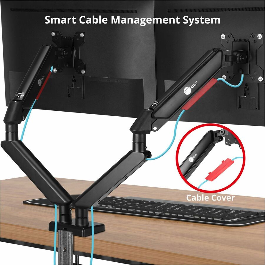 SIIG Dual Monitor Gas Spring Arm Desk Mount - 13" to 32" - Max Load 22 lbs - VESA 75/100mm CE-MT3Y11-S1
