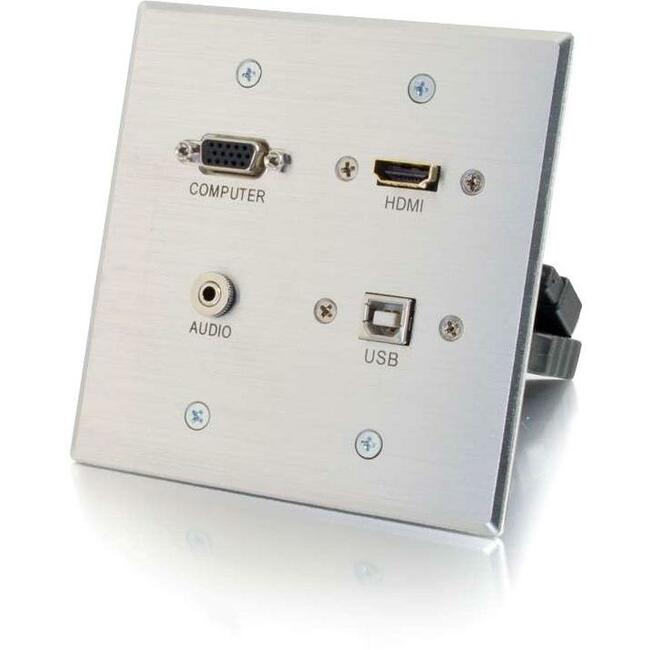 C2G HDMI, VGA, 3.5mm Audio and USB Pass Through Wall Plate - Double Gang 39703