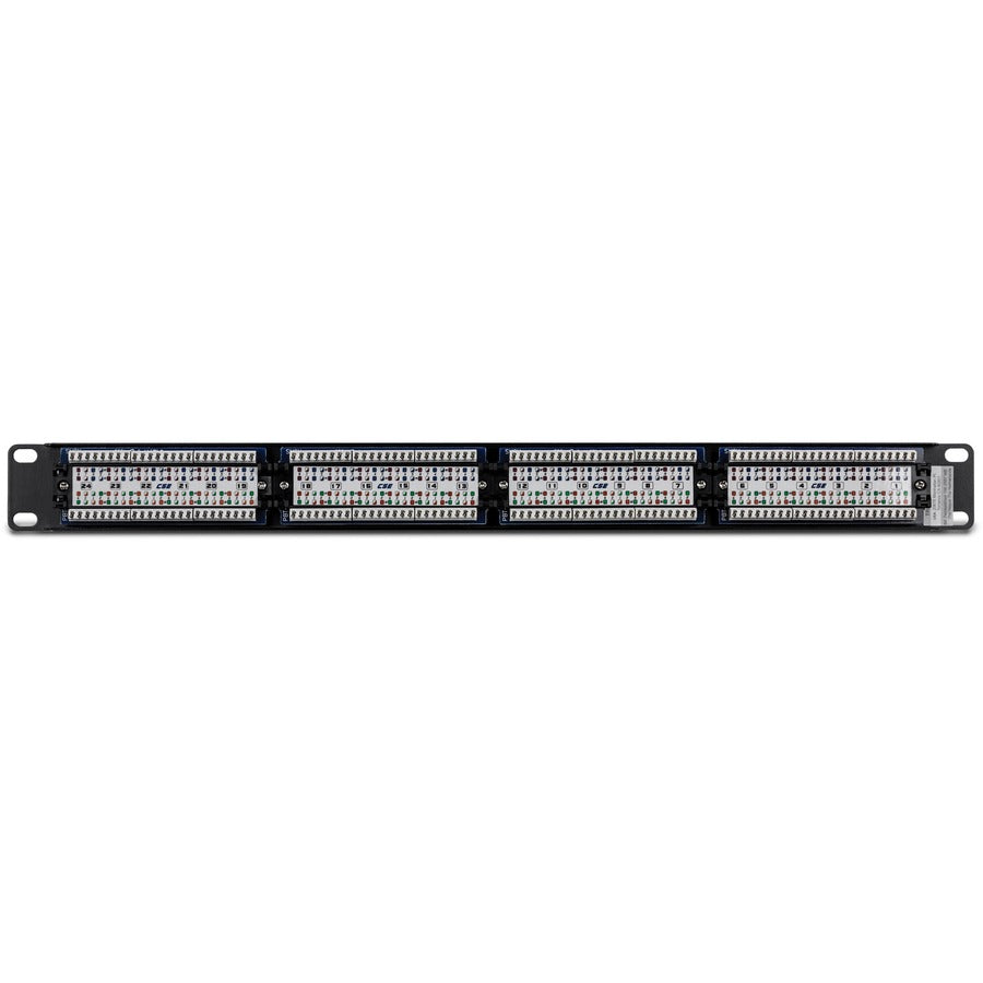 TRENDnet 24-Port Cat5-5e RJ-45 UTP Unshielded Patch Panel, Wallmount or Rackmount, 100Mhz, Color-Coded Labeling, Cat5,Cat5e,Cat4,Cat3 Compatible, 1U Rackmount, Black, TC-P24C5E TC-P24C5E