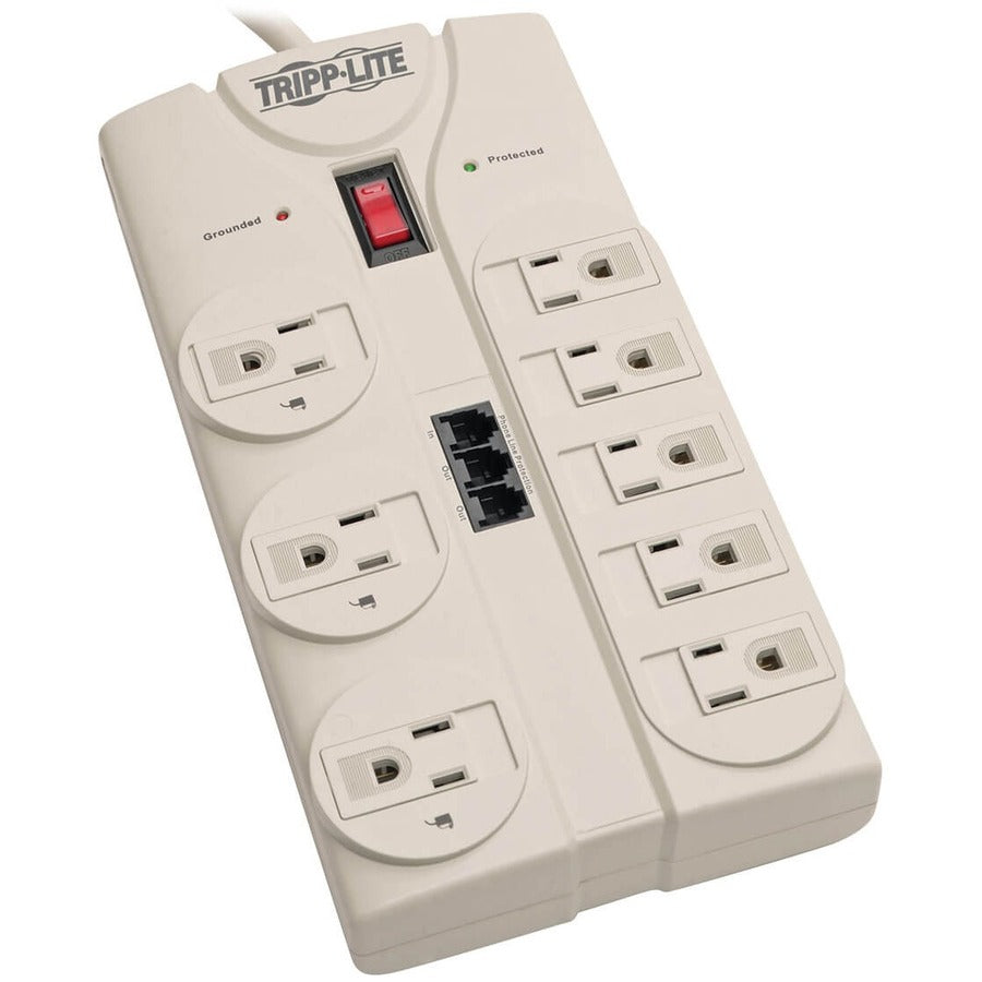 Tripp Lite by Eaton Protect It! 8-Outlet Computer Surge Protector, 8 ft. (2.43 m) Cord, 2160 Joules, Tel/Modem/Fax Protection TLP808TEL