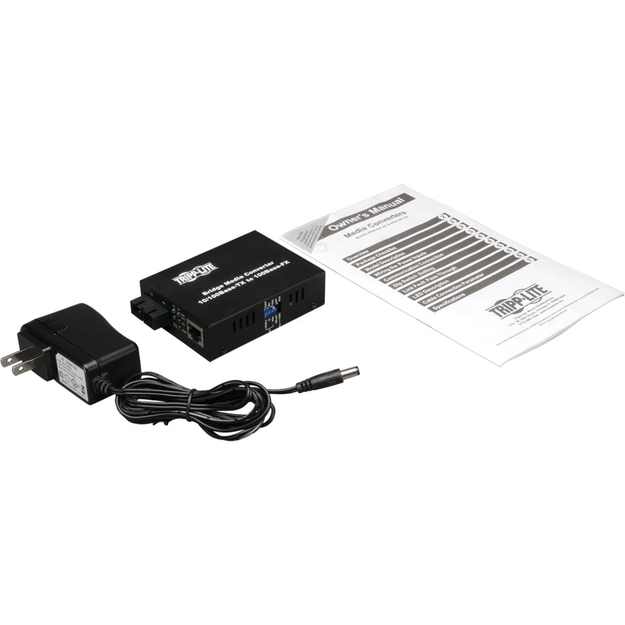Tripp Lite by Eaton Gigabit Multimode Fiber to Ethernet Media Converter, 10/100BaseT to 100BaseFX-SC, 2km, 1310nm N784-001-SC