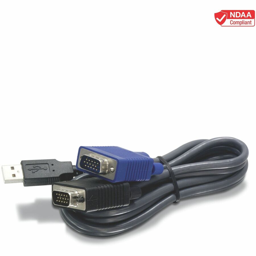 TRENDnet 2-in-1 USB VGA KVM Cable, TK-CU10, VGA/SVGA HDB 15-Pin Male to Male, USB 1.1 Type A, 10 Feet (3.1m), Connect Computers with VGA and USB Ports, USB Keyboard/Mouse Cable & Monitor Cable TK-CU10