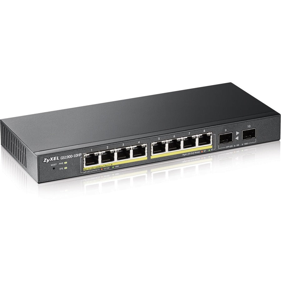 ZYXEL 8-Port GbE Smart Managed PoE Switch with GbE Uplink GS1900-10HP