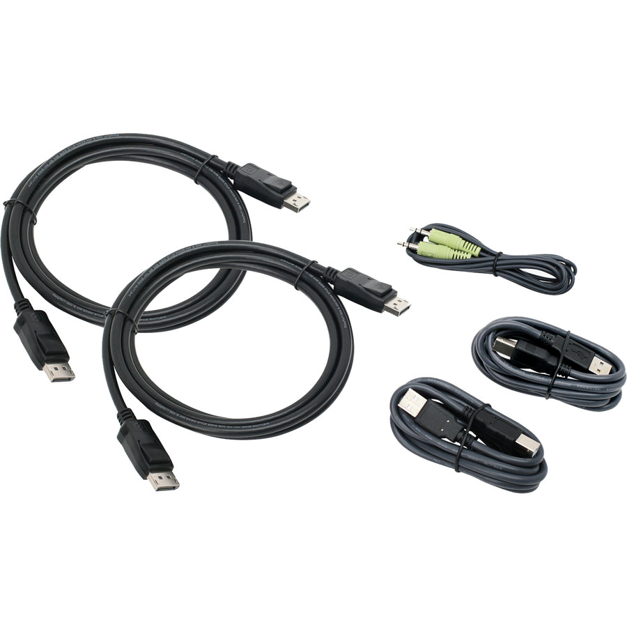 IOGEAR 6 Ft. Dual View DisplayPort, USB KVM Cable Kit with Audio (TAA) G2L9202UTAA3