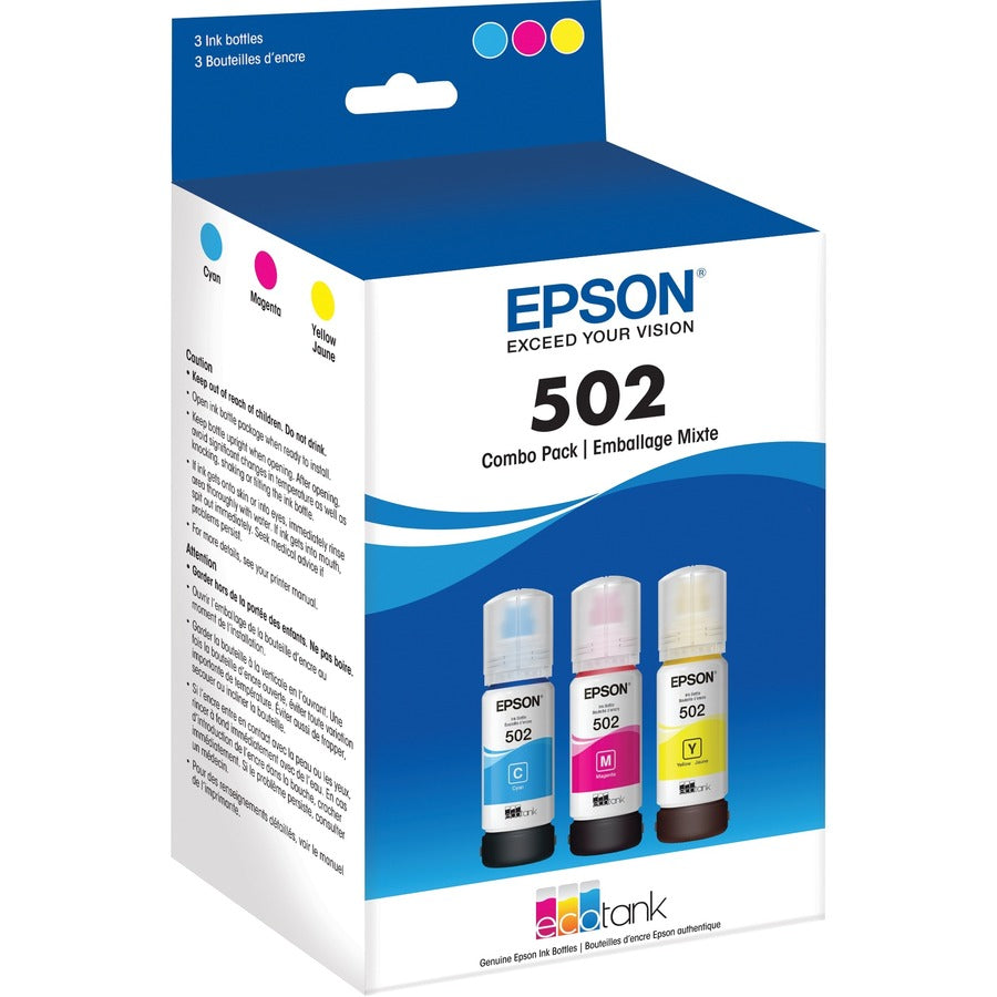 Epson T502, Multi-Color Ink Cartridges, C/M/Y 3-Pack T502520-S