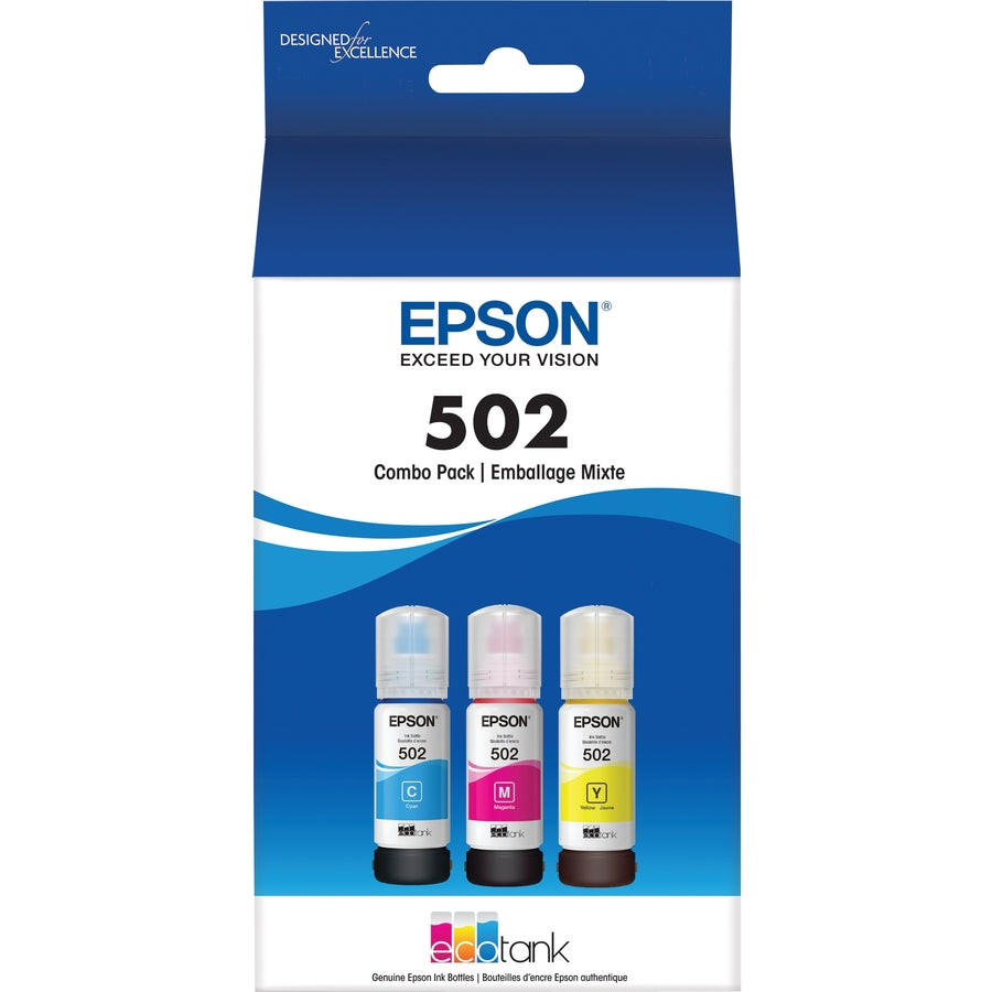 Epson T502, Multi-Color Ink Cartridges, C/M/Y 3-Pack T502520-S
