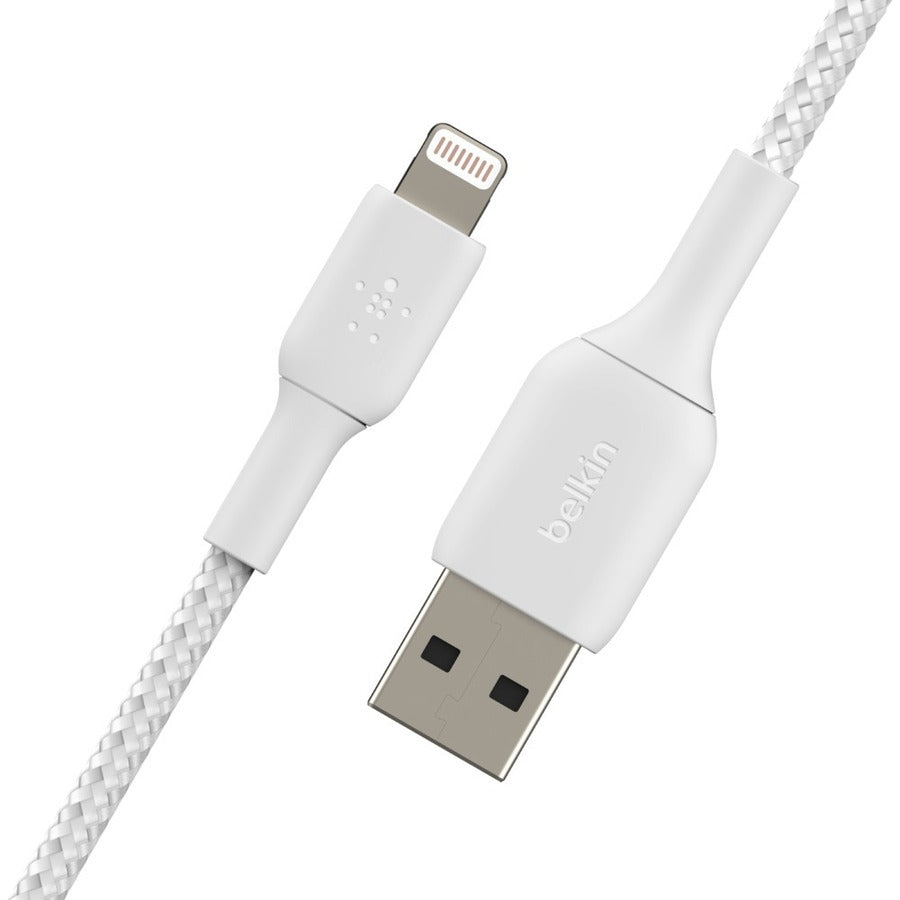 Belkin Braided Lightning to USB-A Cable (1m / 3.3ft, White) CAA002BT1MWH