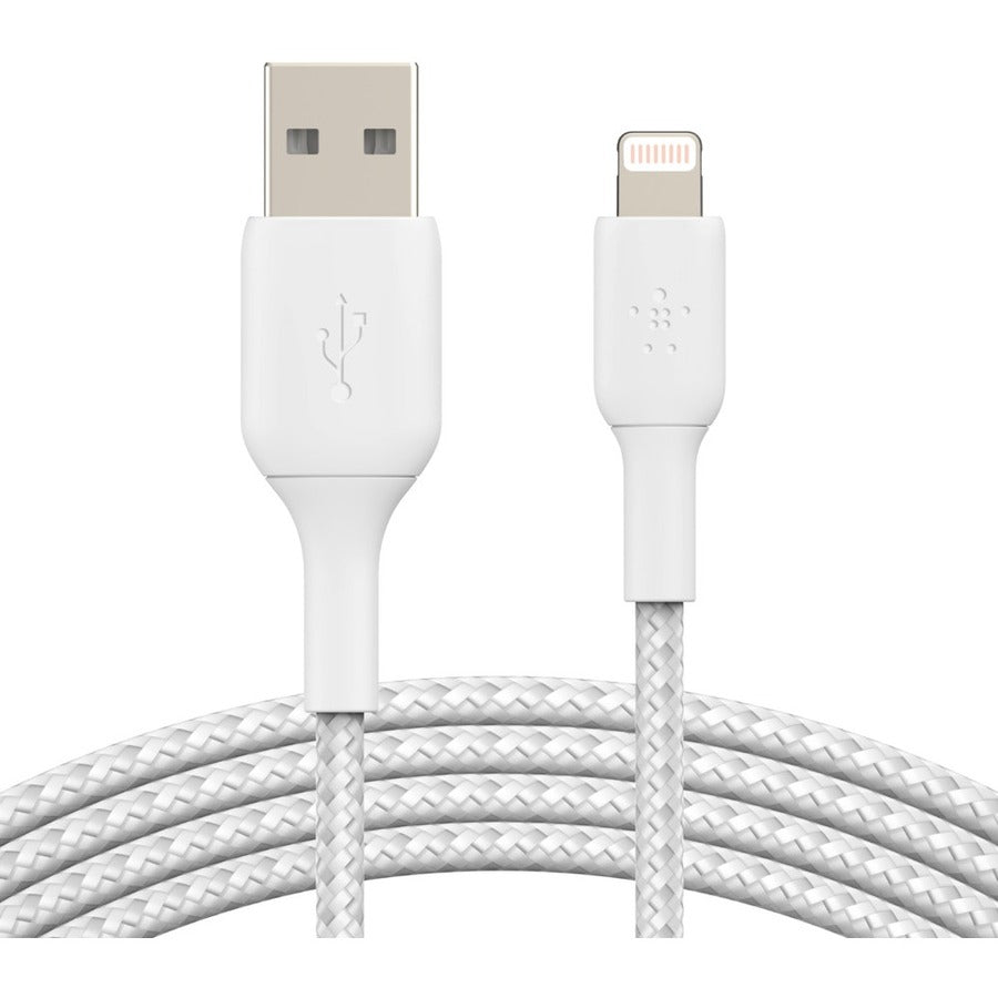 Belkin Braided Lightning to USB-A Cable (1m / 3.3ft, White) CAA002BT1MWH