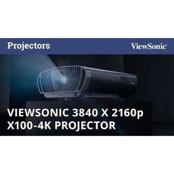 ViewSonic X100-4K True 4K UHD Projector with 1200 ANSI Lumens, Harman Kardon Speakers, HDMI, USB, 125% Rec 709, and Frame Interpolation Technology for Home Theater X100-4K