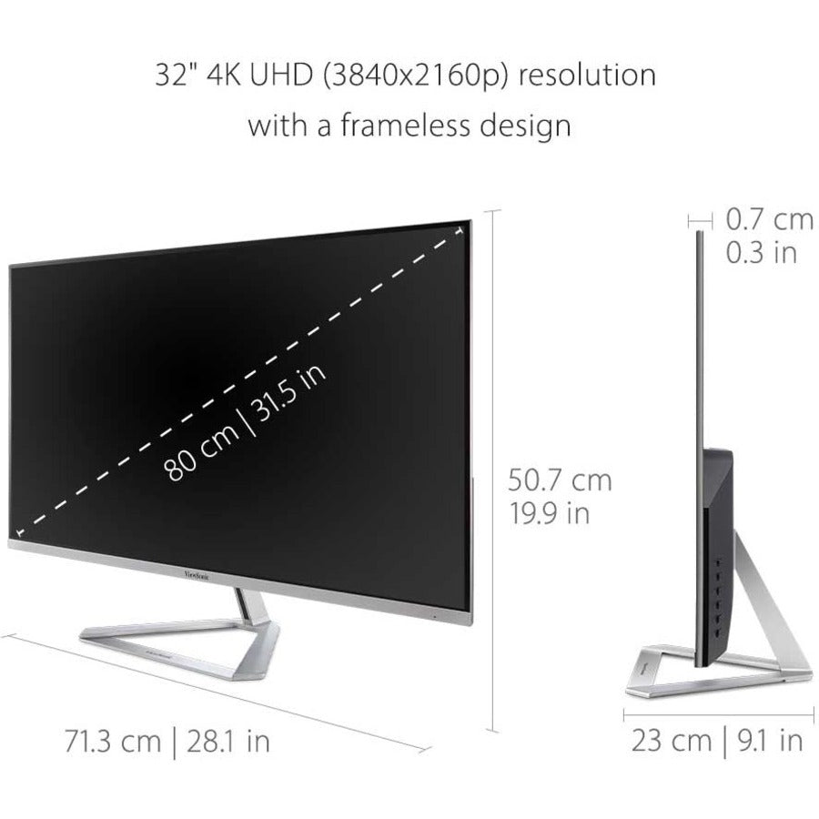 ViewSonic VX3276-4K-MHD 32 Inch 4K UHD Monitor with Ultra-Thin Bezels, HDR10 HDMI and DisplayPort for Home and Office VX3276-4K-MHD