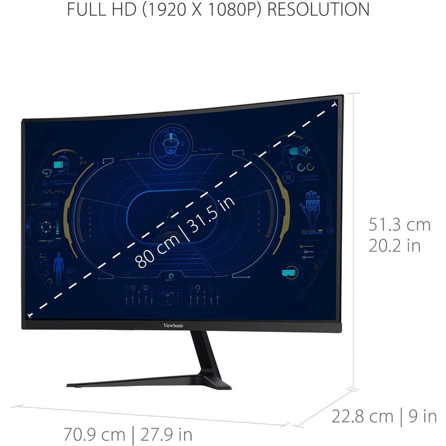 ViewSonic VX3218-PC-MHD 32 Inch Curved 1080p 1ms 180Hz Gaming Monitor with FreeSync Premium, Eye Care, HDMI and Display Port VX3218-PC-MHD