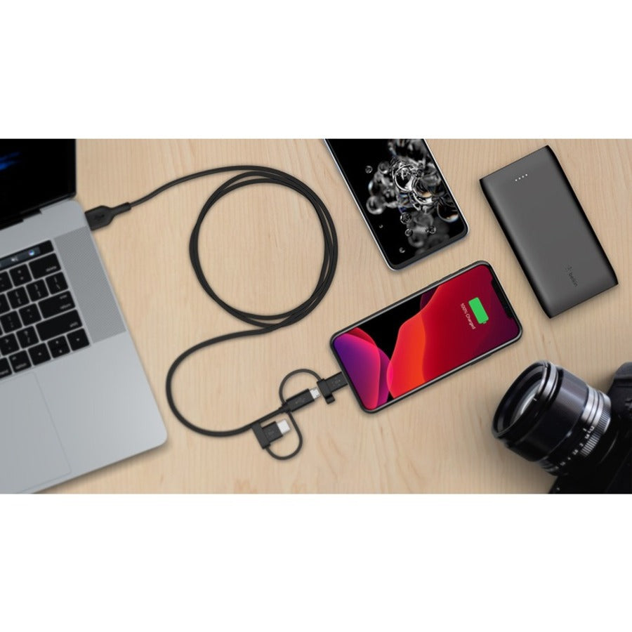 Belkin Universal Cable 15W (USB-A cable with USB-C, Micro-USB and Lightning connectors) CAC001BT1MBK