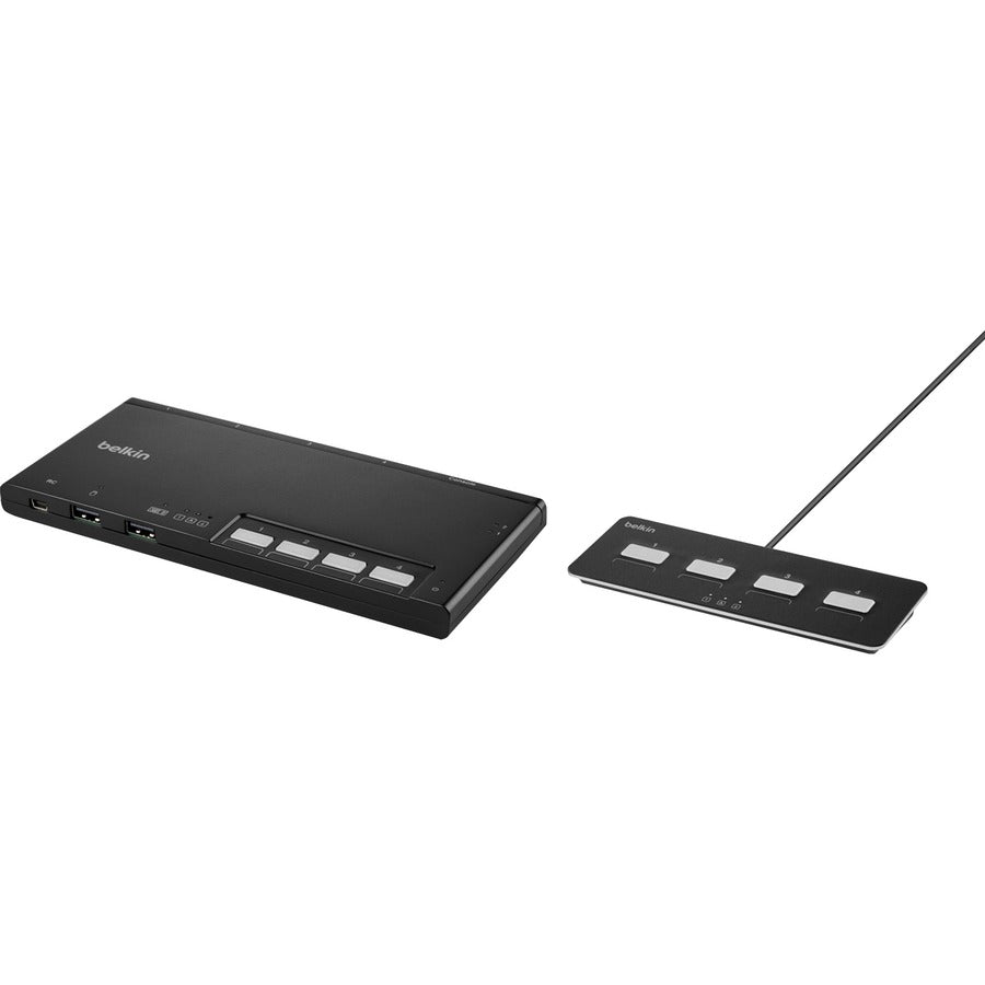 Belkin 4-Port Single Head Modular Secure KVM Switch Base Unit PP4.0 W/ Remote F1DN104MOD-BA-4