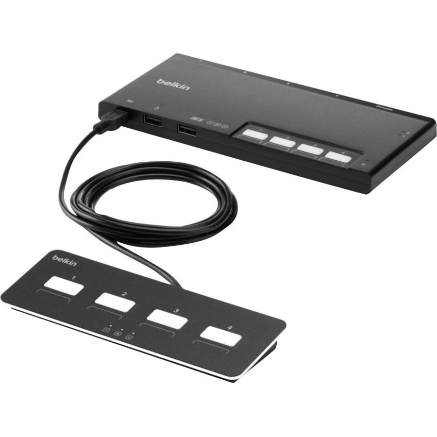 Belkin 4-Port Single Head Modular Secure KVM Switch Base Unit PP4.0 W/ Remote F1DN104MOD-BA-4