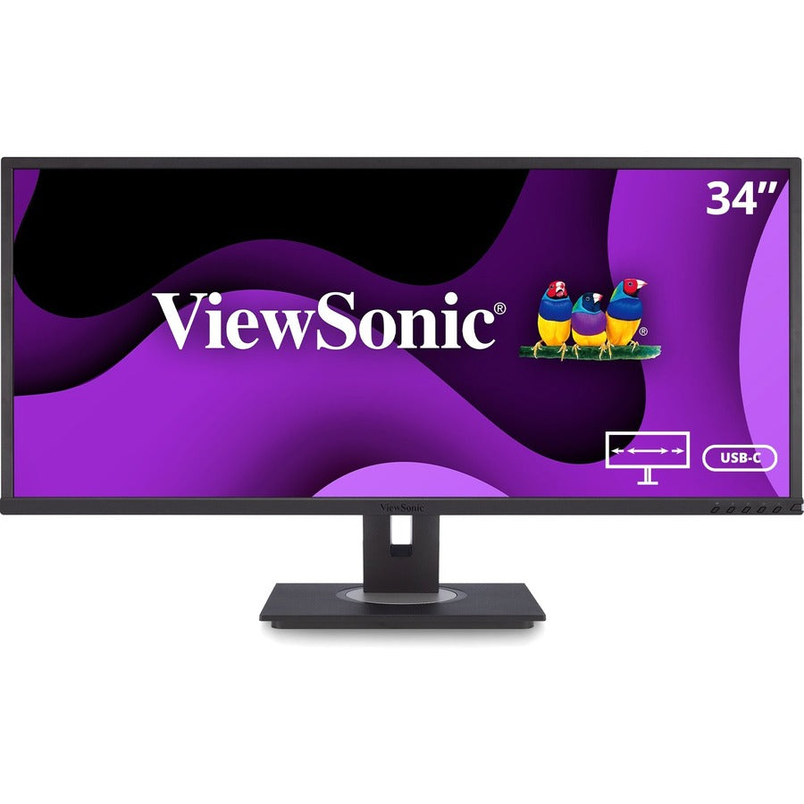 ViewSonic VG3456 34 Inch 21:9 1440p Monitor with Ergonomics Design, USB C, FreeSync, Docking Built-In, Gigabit Ethernet RJ45 for Home and Office VG3456