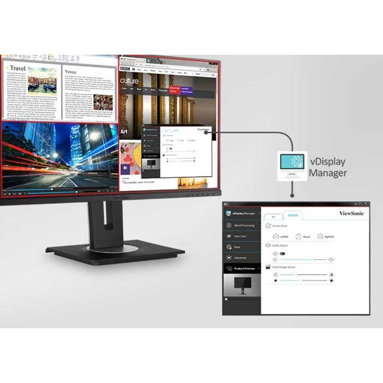 ViewSonic VG3456 34 Inch 21:9 1440p Monitor with Ergonomics Design, USB C, FreeSync, Docking Built-In, Gigabit Ethernet RJ45 for Home and Office VG3456