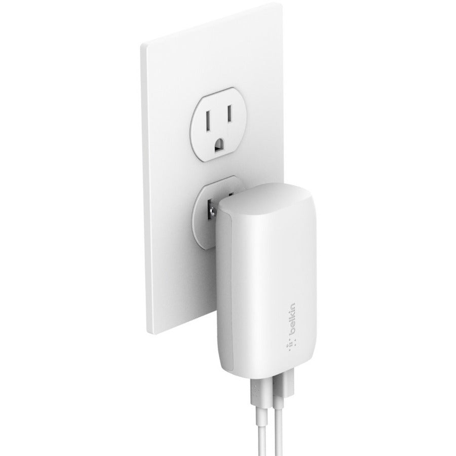 Belkin BoostCharge Dual Wall Charger with PPS (USB-C Cable with Lightning Connector included) - Power Adapter WCB007DQ1MWH-B5