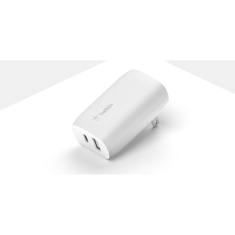 Belkin BoostCharge Dual Wall Charger with PPS (USB-C Cable with Lightning Connector included) - Power Adapter WCB007DQ1MWH-B5