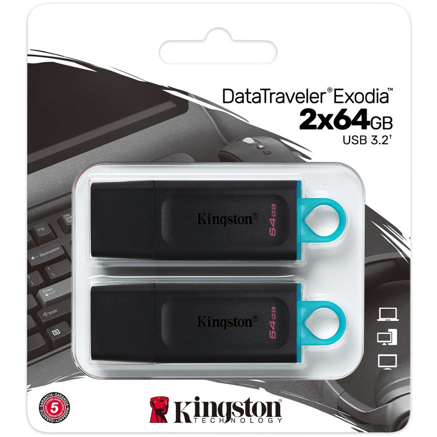 Kingston DataTraveler Exodia 64GB USB 3.2 (Gen 1) Flash Drive DTX/64GB-2P