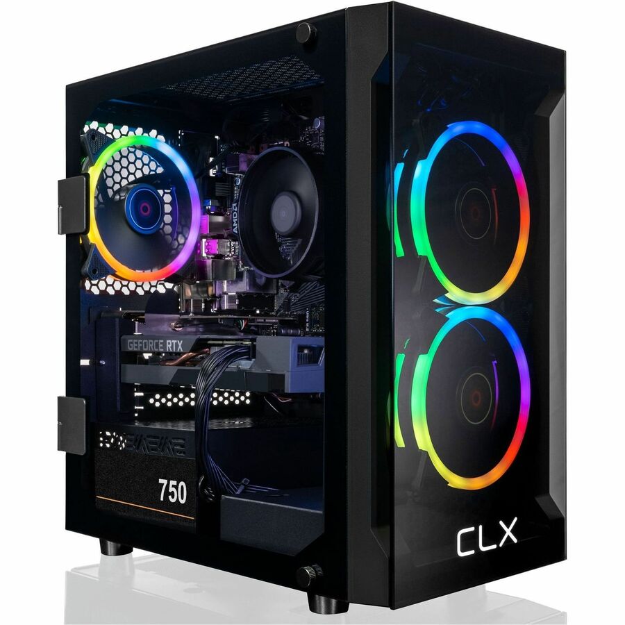 CLX SET TGMSETRTA3502BM Gaming Desktop Computer - AMD Ryzen 7 5700X Octa-core (8 Core) 3.40 GHz - 16 GB RAM DDR4 SDRAM - 2 TB HDD - 1 TB M.2 PCI Express NVMe SSD - Mini-tower - Matte Black TGMSETRTA3502BM