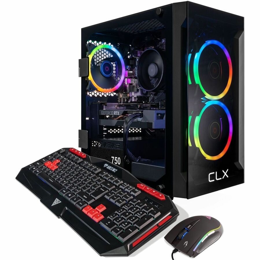 CLX SET TGMSETRTA3502BM Gaming Desktop Computer - AMD Ryzen 7 5700X Octa-core (8 Core) 3.40 GHz - 16 GB RAM DDR4 SDRAM - 2 TB HDD - 1 TB M.2 PCI Express NVMe SSD - Mini-tower - Matte Black TGMSETRTA3502BM