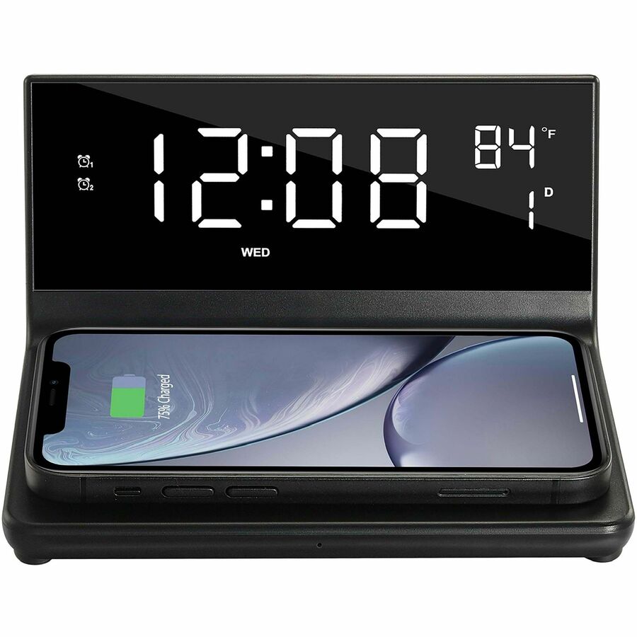 Supersonic Dual Alarm Clock with Wireless Charger 2-IN-1 Wireless Charger SC-6025QI