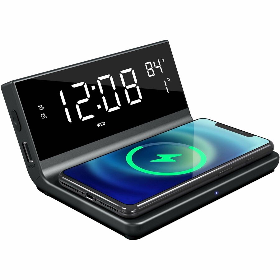 Supersonic Dual Alarm Clock with Wireless Charger 2-IN-1 Wireless Charger SC-6025QI