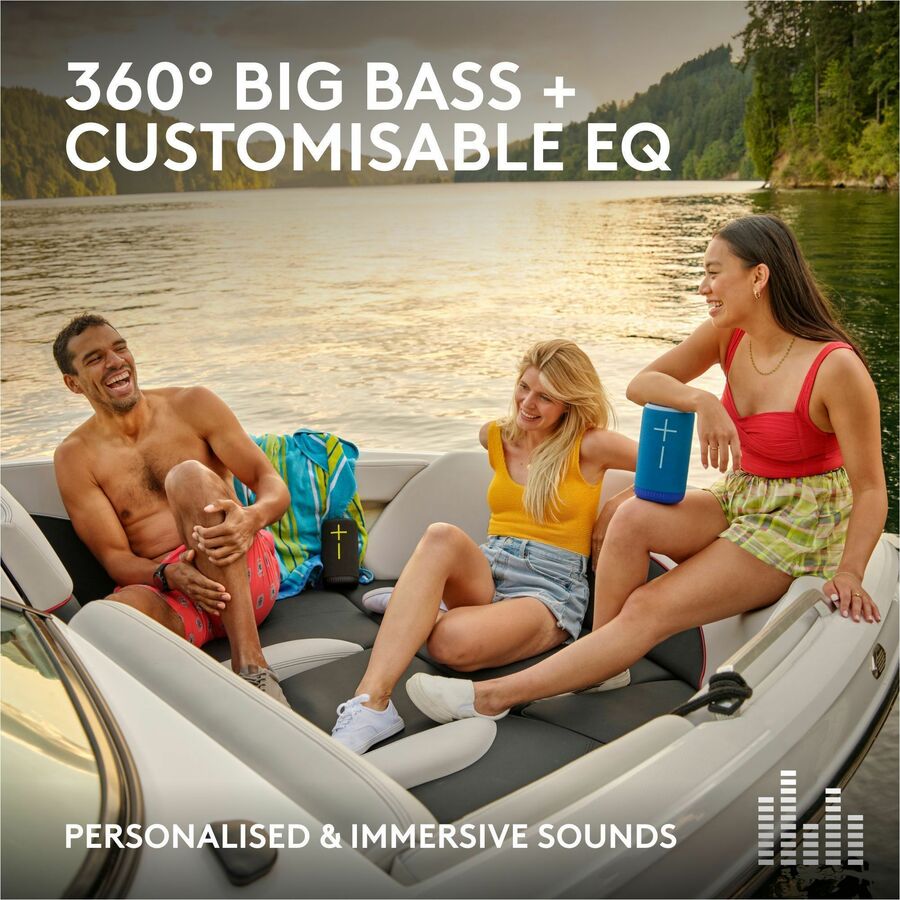 ULTIMATE EARS EVERBOOM Wireless Bluetooth Portable Speaker, Big Bass and Immersive 360-Degree Sound, Floatable Waterproof Speaker IP67, up to 20-Hour Battery and 180 ft (55 m) Range, Blue 984-001923