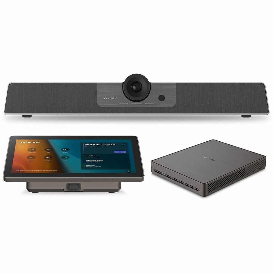 ViewSonic TeamJoin TRS10-UB Bundle Certified for Microsoft Teams Rooms includes MPC310-W31-TU Computing Engine mini-PC, MRC1010-TN 10-inch touch console, and UMB202 3-in-1 4K UHD Video Conference Camera TRS10-UB