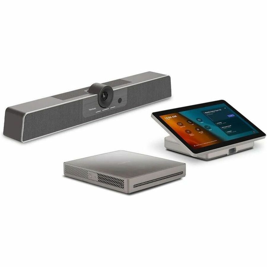 ViewSonic TeamJoin TRS10-UB Bundle Certified for Microsoft Teams Rooms includes MPC310-W31-TU Computing Engine mini-PC, MRC1010-TN 10-inch touch console, and UMB202 3-in-1 4K UHD Video Conference Camera TRS10-UB