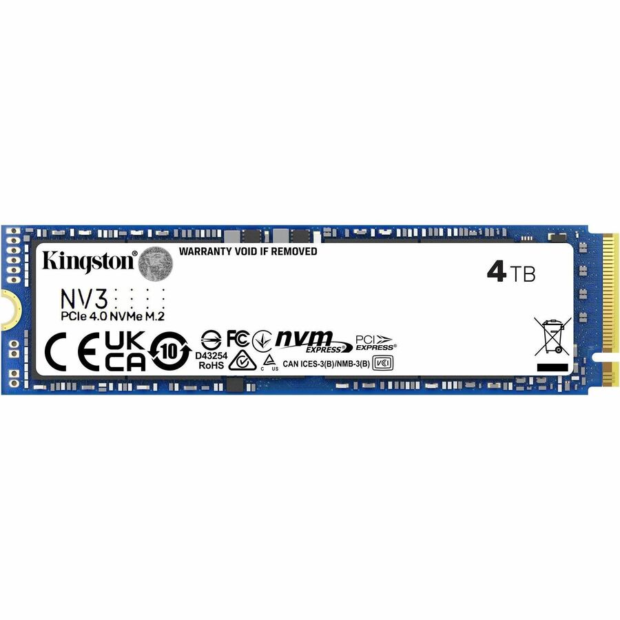 Kingston NV3 4 TB Solid State Drive - M.2 2280 Internal - PCI Express NVMe (PCI Express NVMe 4.0 x4) SNV3S/4000G