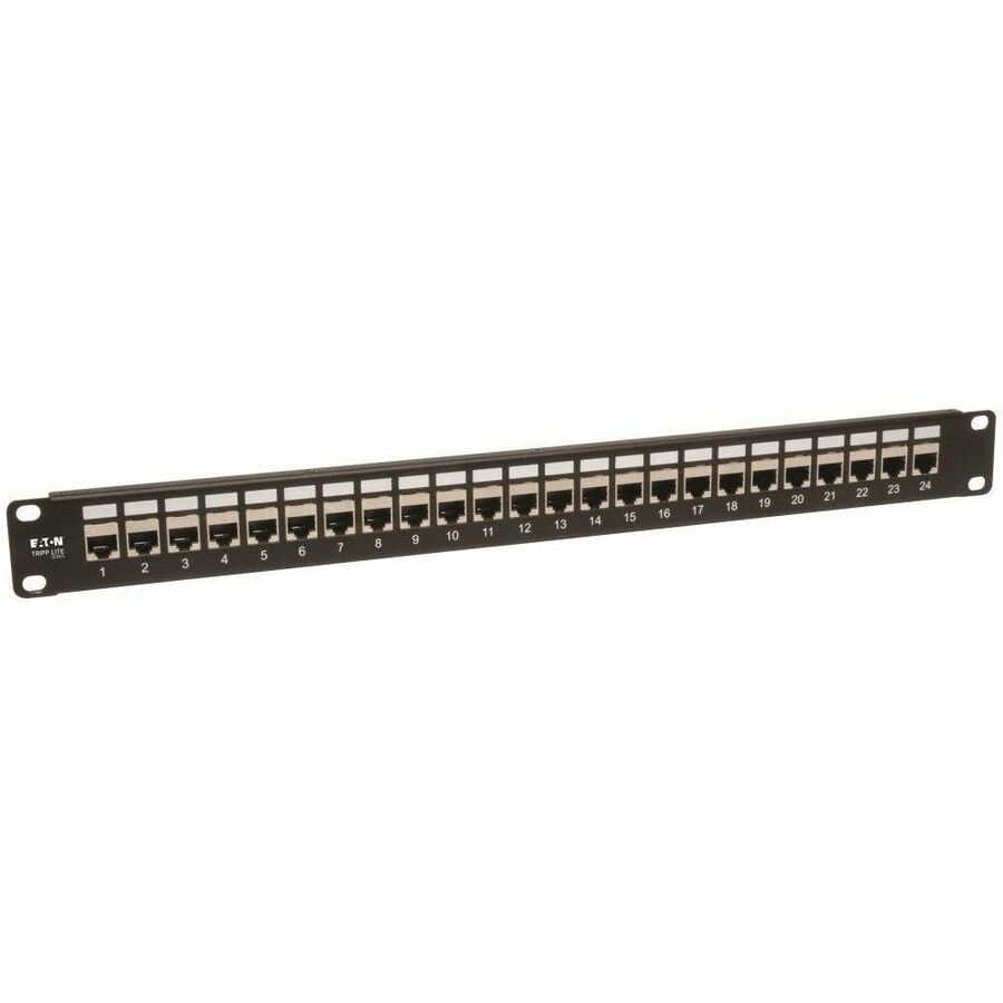 Eaton Tripp Lite Series 24-Port 1U Rack-Mount STP Shielded Cat6 /Cat5 Feedthrough Patch Panel, RJ45 Ethernet, TAA N254-024-SH
