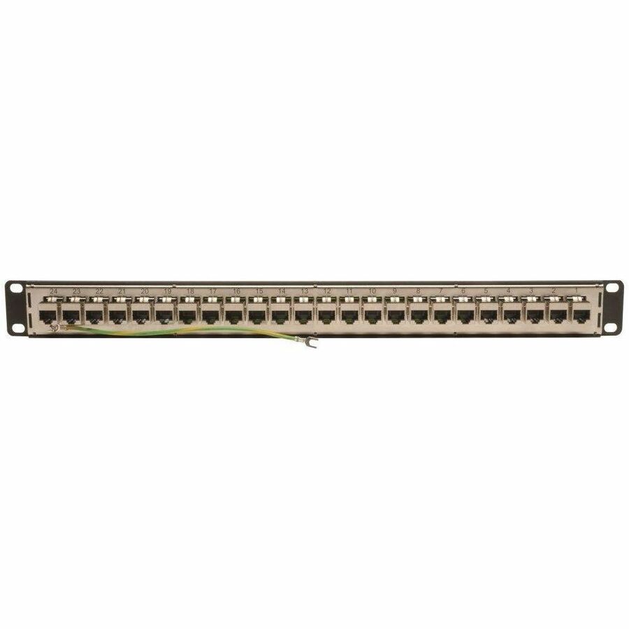 Eaton Tripp Lite Series 24-Port 1U Rack-Mount STP Shielded Cat6 /Cat5 Feedthrough Patch Panel, RJ45 Ethernet, TAA N254-024-SH
