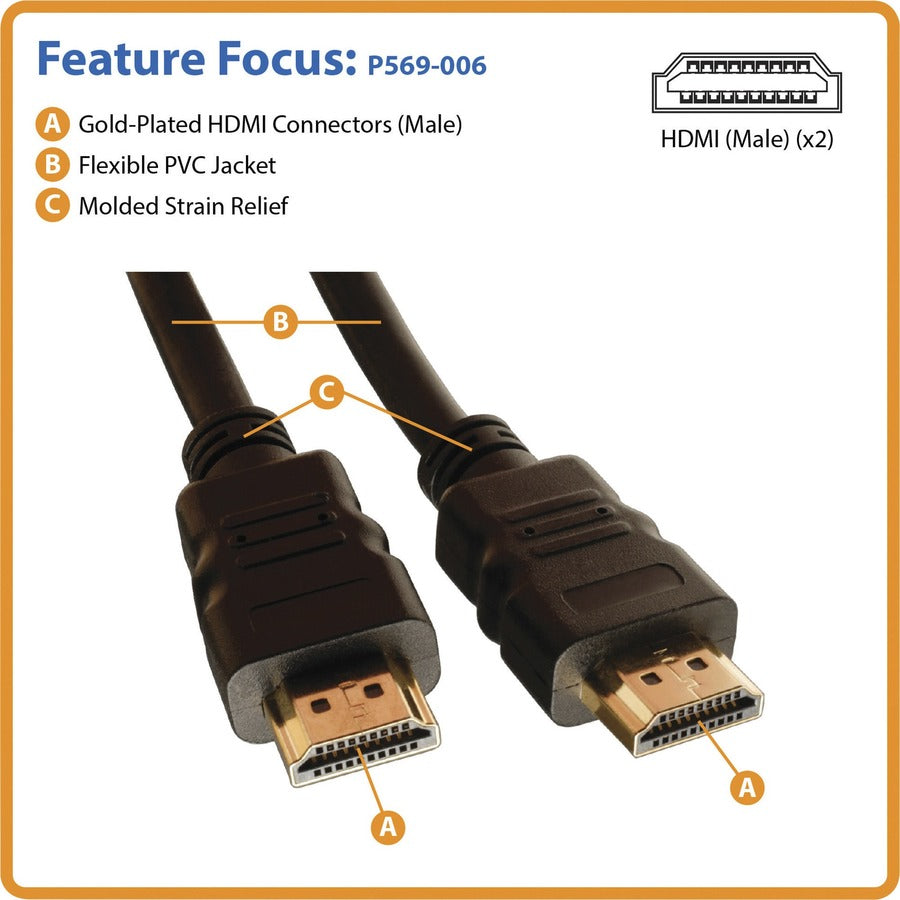 Eaton Tripp Lite Series High Speed HDMI Cable with Ethernet, UHD 4K, Digital Video with Audio (M/M), 16 ft. (4.88 m) P569-016