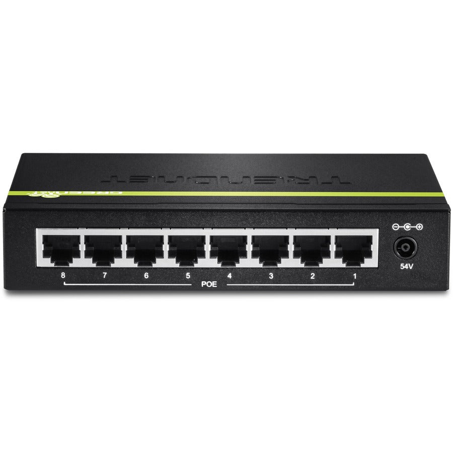 TRENDnet 8-Port Gigabit PoE+ Switch, 8 x Gigabit PoE+ Ports, 123W PoE Power Budget, 16 Gbps Switching Capacity, Desktop Switch, Ethernet Network Switch, Metal, Lifetime Protection, Black, TPE-TG80G TPE-TG80G