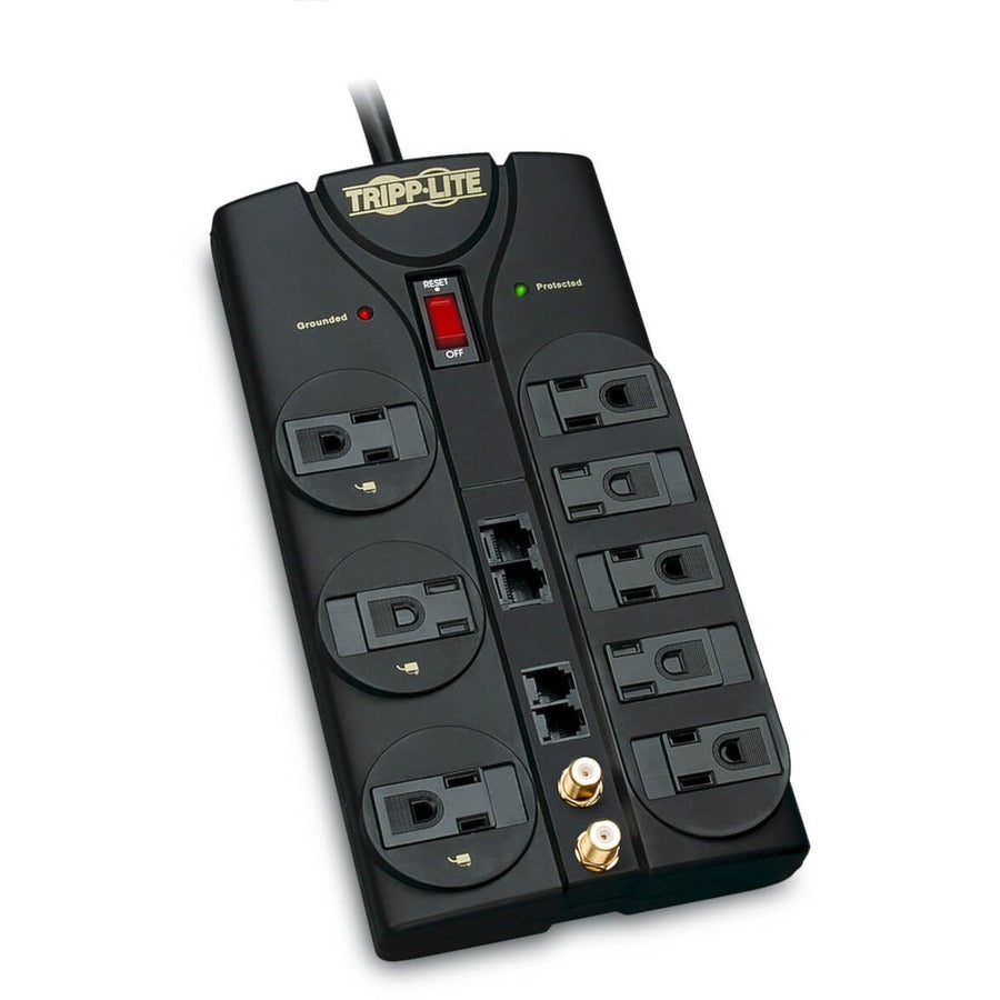 Tripp Lite by Eaton Protect It! 8-Outlet Surge Protector, 10 ft. Cord, 3240 Joules, Modem/Coax/Ethernet Protection, RJ45 TLP810NET