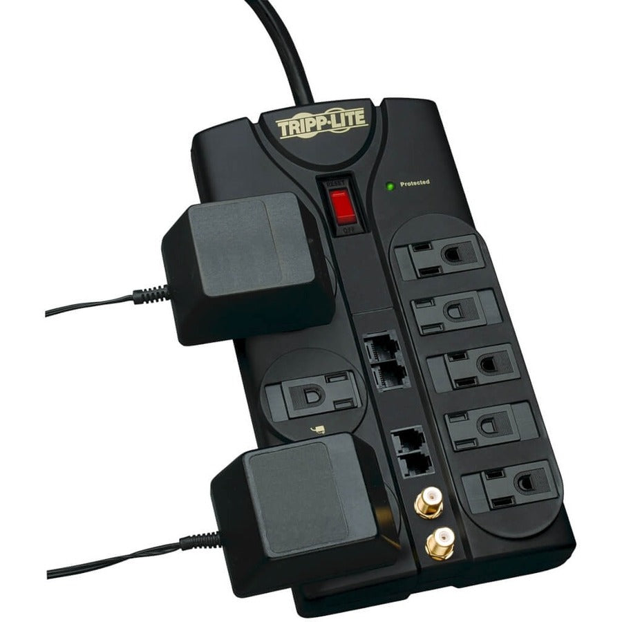 Tripp Lite by Eaton Protect It! 8-Outlet Surge Protector, 10 ft. Cord, 3240 Joules, Modem/Coax/Ethernet Protection, RJ45 TLP810NET