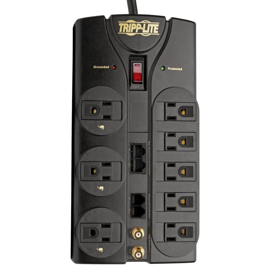 Tripp Lite by Eaton Protect It! 8-Outlet Surge Protector, 10 ft. Cord, 3240 Joules, Modem/Coax/Ethernet Protection, RJ45 TLP810NET