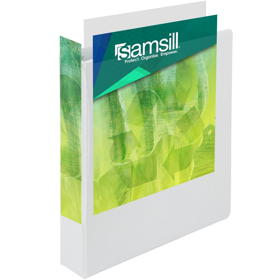Samsill Plant-Based 1.5 Inch View Binder, 3 Ring Binder, Round Ring, Customizable, White, 4 Pack (I08957) I08957